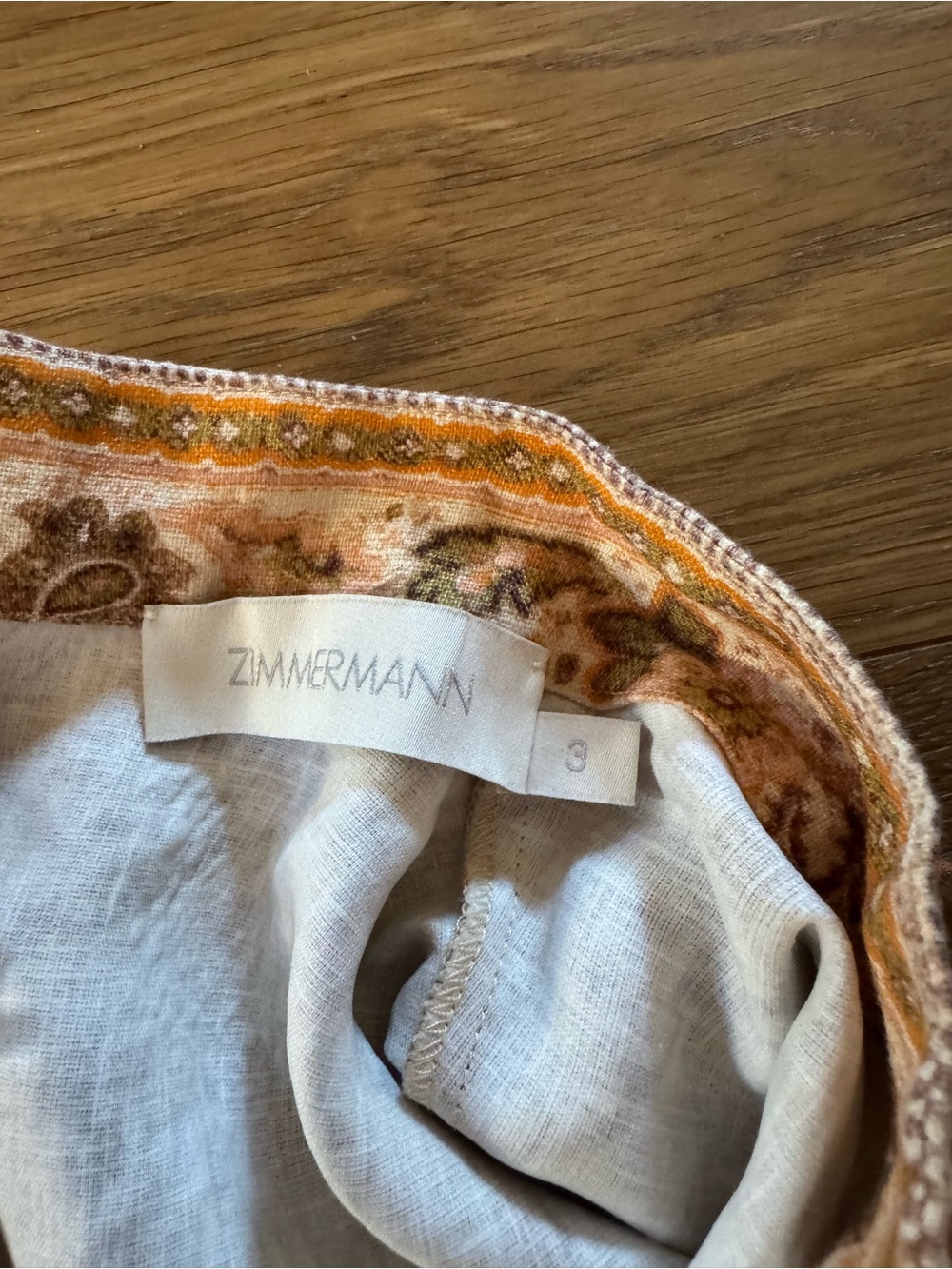 Zimmermann Beige Camisole with Orange Paisley Trim Size 3 (approx. US 10/12)